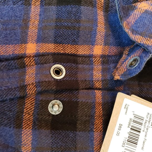 PrAna Golden Canyon Womens Small Flannel Rich Sapphire Plaid - Picture 7 of 12